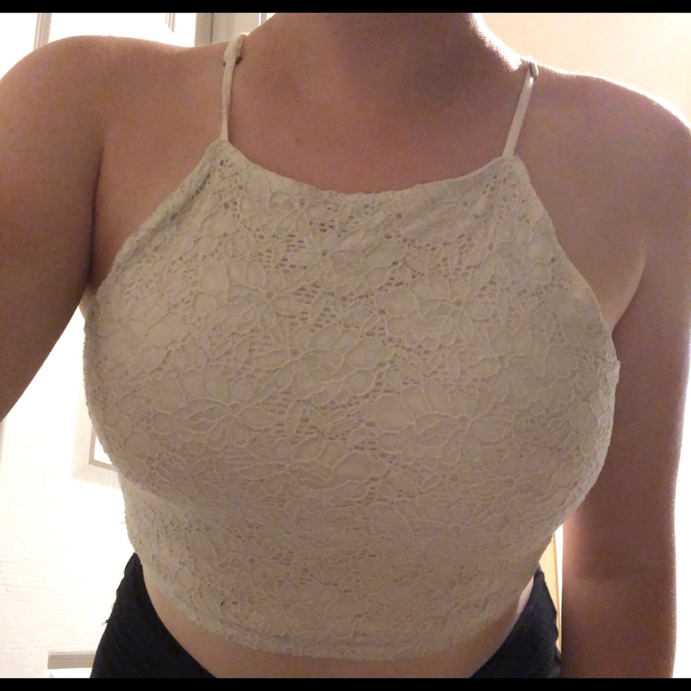 Super cute crochet lace floral crop top